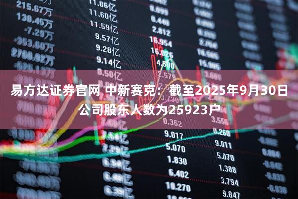 易方达证券官网 中新赛克：截至2025年9月30日公司股东人数为25923户